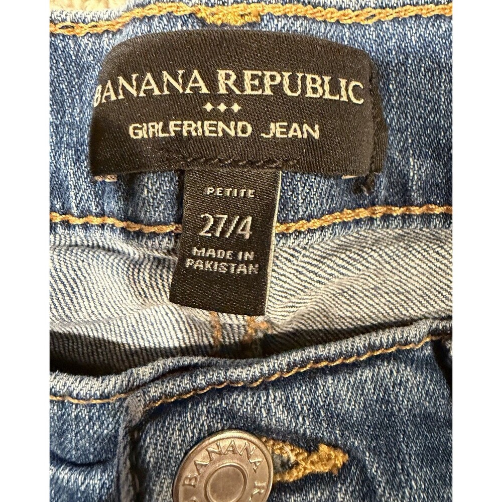Banana Republic Girlfriend Jeans Womens 27/4 Blue Distressed Denim - Picture 6 of 7